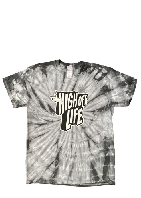 High Off Life T-Shirt (Black & Gray Spider Tie-Dye)