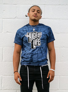 High Off Life T-Shirt (Navy Tie-Dye)