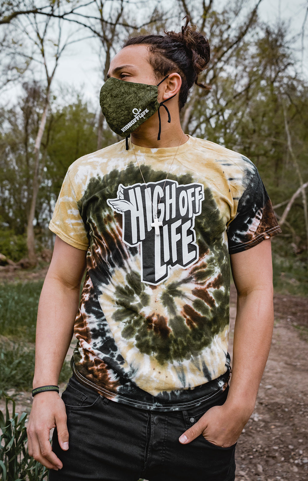 High Off Life T-Shirt (Camo Swirl Tie-Dye) Large